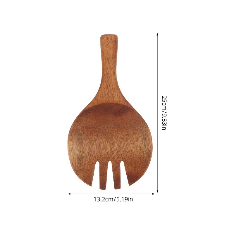 Wooden Salad Servers Kitchen Mixing Fork Spoon Claw Utensil White - Image 3