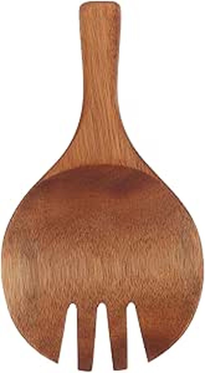 Wooden Salad Servers Kitchen Mixing Fork Spoon Claw Utensil White - Image 1