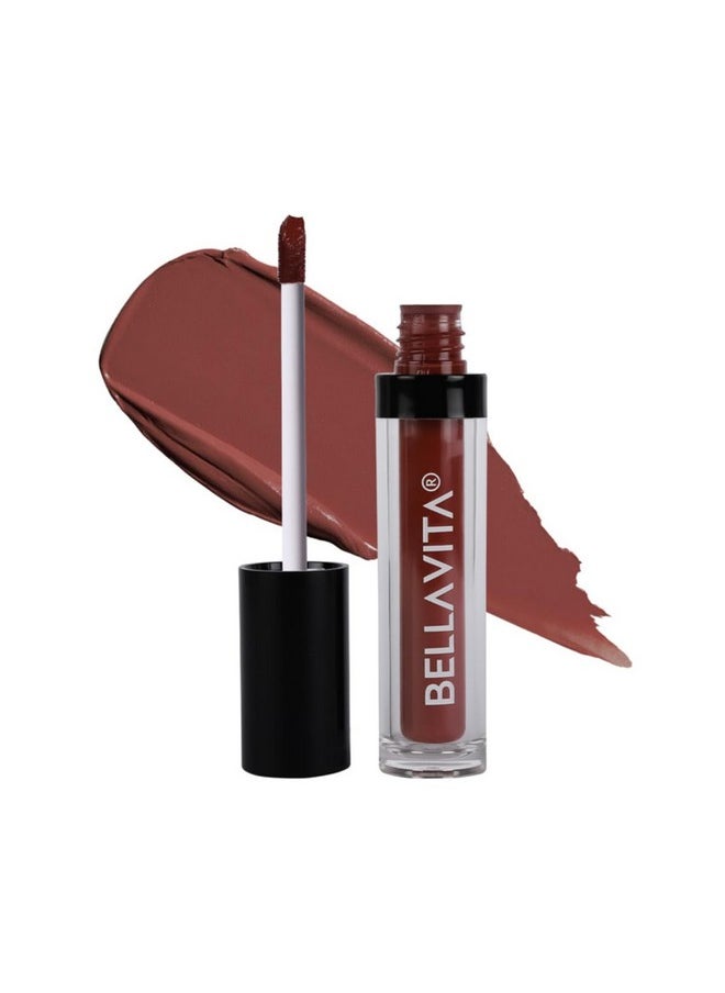 Bella Vita Organic - BELLAVITA Kiss-Proof Liquid Lipstick | 3.8 ml | 18-hr Stay | Transferproof Lipstick | Long Lasting | Ultra Matte Finish | Intense Moisturisation | Waterproof Liquid Lipsticks for Women | Mocha Madness - Image 1