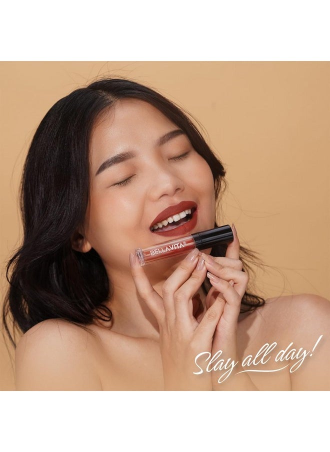 Bella Vita Organic - BELLAVITA Kiss-Proof Liquid Lipstick | 3.8 ml | 18-hr Stay | Transferproof Lipstick | Long Lasting | Ultra Matte Finish | Intense Moisturisation | Waterproof Liquid Lipsticks for Women | Mocha Madness - Image 1