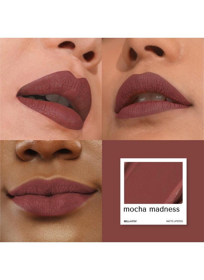 Bella Vita Organic - BELLAVITA Kiss-Proof Liquid Lipstick | 3.8 ml | 18-hr Stay | Transferproof Lipstick | Long Lasting | Ultra Matte Finish | Intense Moisturisation | Waterproof Liquid Lipsticks for Women | Mocha Madness - Image 1