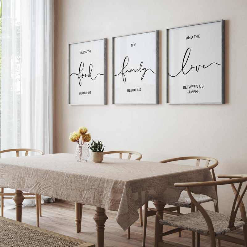 Heiple Set of 3 Framed Farmhouse Bless The Food Before Us Sign Kitchen Wall Decor for Dining Room Decor Wall Art Wood Signs (Gray,11"x14") - Image 5