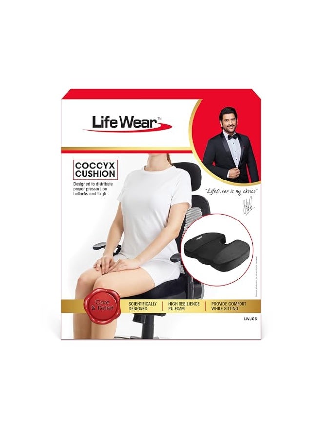 LifeWear Life Wear Coccyx Cushion, Ergonomic Tailbone Support for Pain Relief, High-Density Foam, and Soft Cover, Ideal for Office Chairs, Car Seats, and Home Use, Size Universal - Image 1