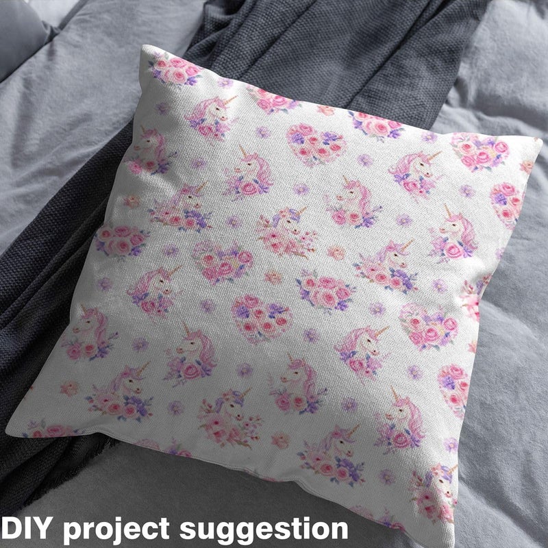 jejeloiu Unicorn Fabric by The Yard Flower Unicorn Colorful Upholstery Fabric Cute Animal Soft Flannel Indoor Decor for DIY Sewing Craft Projects Dreamy Horse Printed 3 Yards - Image 4