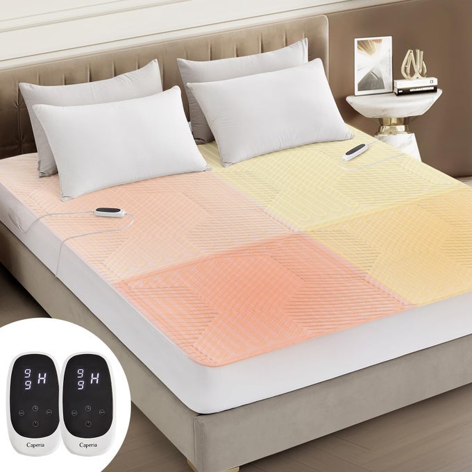 MULTIZONE WATERPROOF HEATED MATTRESS PAD INDIVIDUAL BODY FEET ELECTRIC MATTRESS BED WARMER 9 HEAT SETTINGS 112 HOURS AUTO OFF DEEP POCKET FAST HEATING MACHINE WASHABLE QUEEN 60 X 80