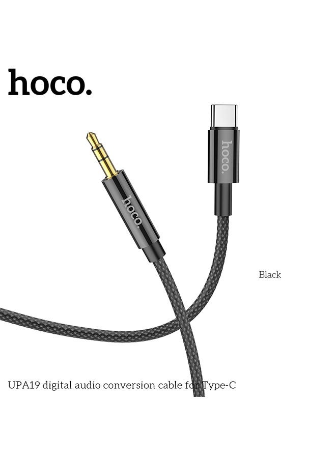 hoco. UPA19 Digital Audio Conversion Cable for Type-C in Black – Type-C Male to 3.5mm Male Connector, High-Quality Sound Adapter Compatible with Smartphones, Tablets, Laptops, and Other Type-C Devices, Perfect for Headphones, Speakers, and Audio Systems  - Image 2