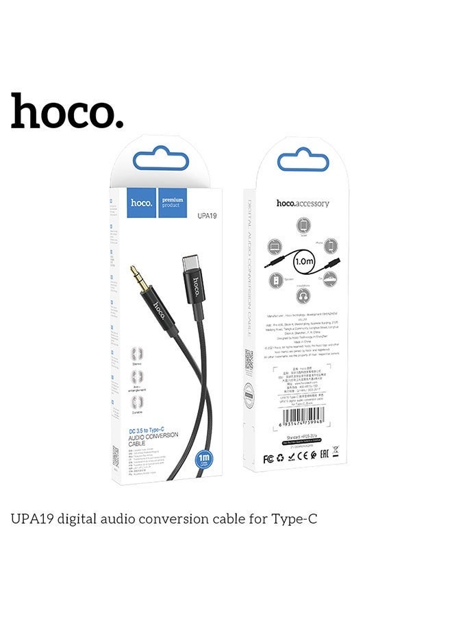 hoco. UPA19 Digital Audio Conversion Cable for Type-C in Black – Type-C Male to 3.5mm Male Connector, High-Quality Sound Adapter Compatible with Smartphones, Tablets, Laptops, and Other Type-C Devices, Perfect for Headphones, Speakers, and Audio Systems  - Image 5