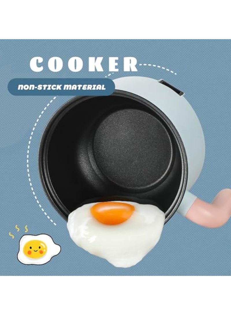 Hihonor Electric Hot Pot, 1.8L Mini Multifunction Electric Cooker for Shabu-Shabu, Stir Fry, Noodles, Pasta, Nonstick Frying Pan for Sauté, Dual Power Control Ramen Cooker for Dorm and Office - Image 2