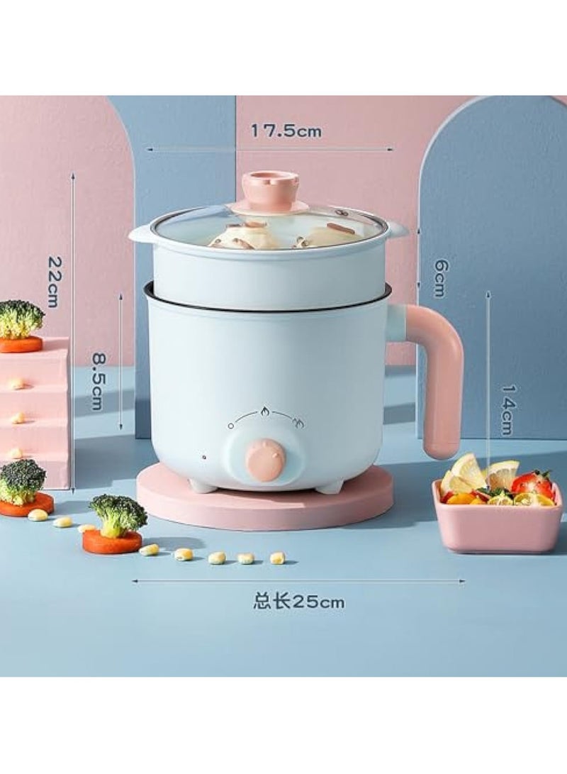 Hihonor Electric Hot Pot, 1.8L Mini Multifunction Electric Cooker for Shabu-Shabu, Stir Fry, Noodles, Pasta, Nonstick Frying Pan for Sauté, Dual Power Control Ramen Cooker for Dorm and Office - Image 4