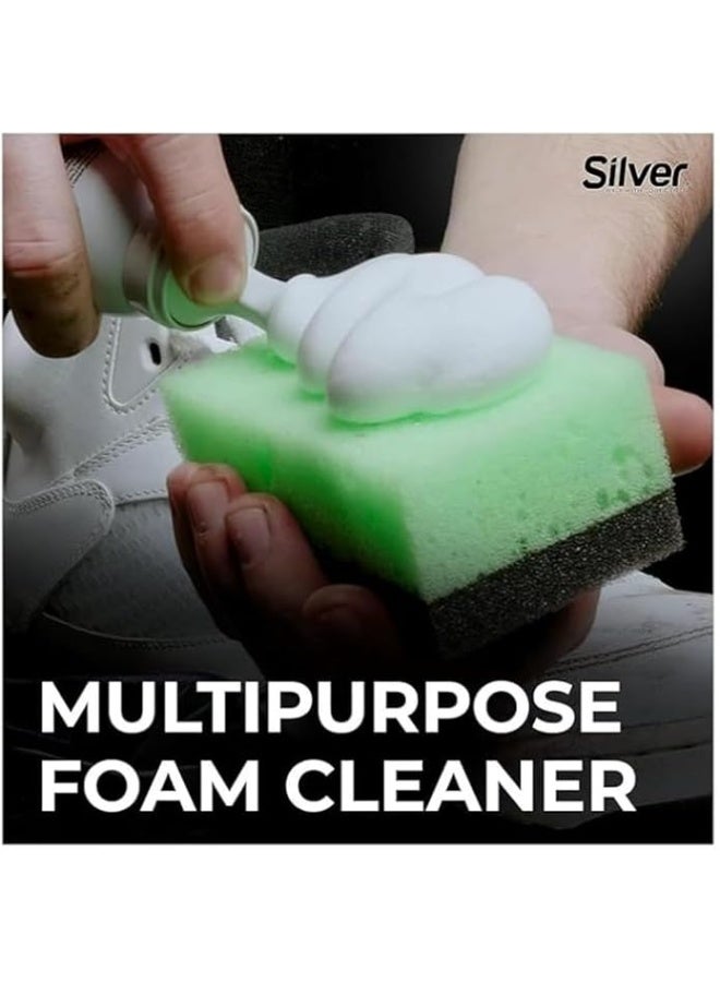 Silver Universal Foaming Shoe Cleaner – Suitable for sneakers, leather, and canvas shoes; includes a sponge for deep cleaning and removing stains and dirt from all materials. - Image 3