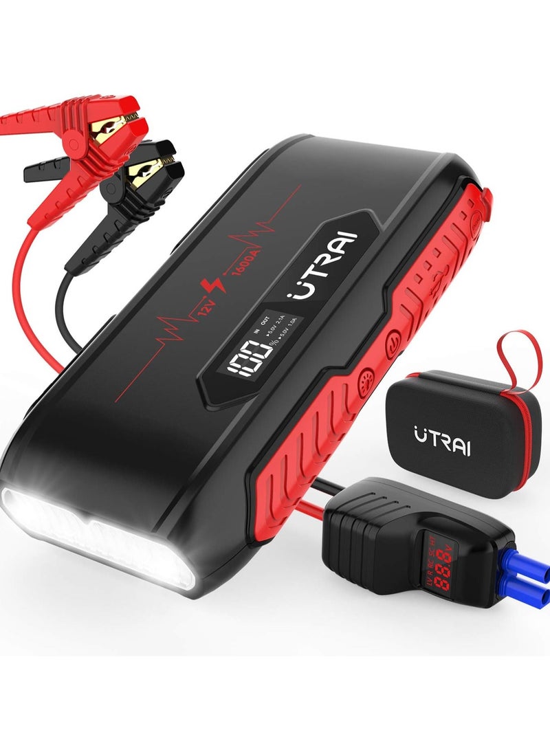 Generic Car Jump Starter Battery Pack With Powerful Booster Cabel And Air Compressor, Extra Battery Jumper Cabel Jumper Starter With Tire Air Compressor Portable With 2 USB/DC 12V/LED Light Car Jumpstarter  - Image 5