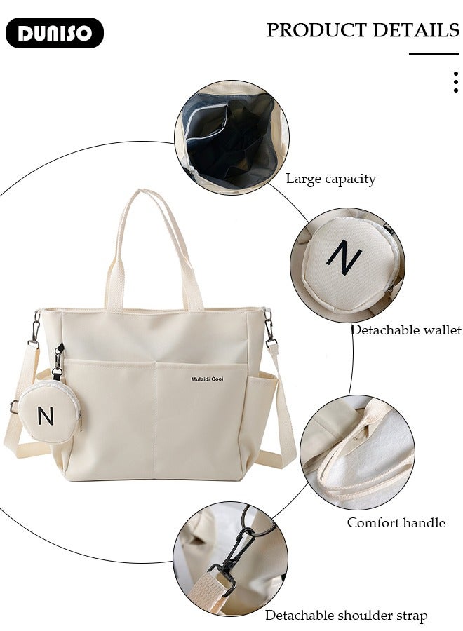 DUNISO Women's Shoulder Tote Bag Canvas Handbag For Women Large Capacity Bucket Bag Fashionable Travel Messenger Shoulder Bag For Ladies Girls College Students - Image 2