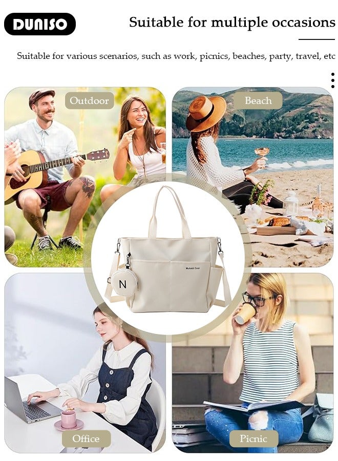 DUNISO Women's Shoulder Tote Bag Canvas Handbag For Women Large Capacity Bucket Bag Fashionable Travel Messenger Shoulder Bag For Ladies Girls College Students - Image 3