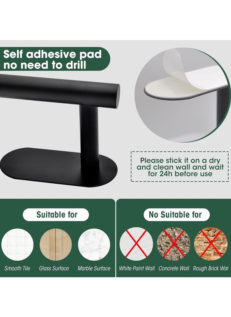 MODANOIR Modanoir 4-Pieces Matte Black Bathroom Hardware Set, Includes Adhesive Toilet Paper Holder, Adhesive Hand Towel Bar, Adhesive Robe Towel Hook ，Bathroom Accessories Kit  - Image 3