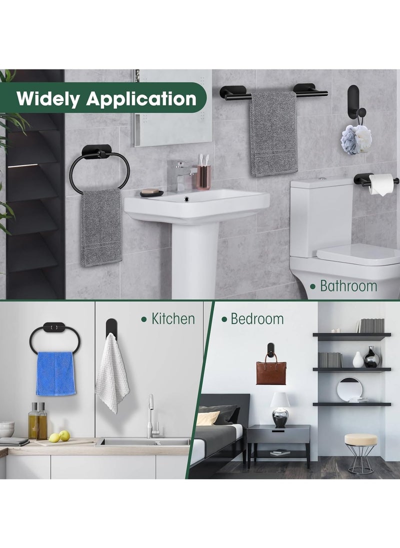 MODANOIR Modanoir 4-Pieces Matte Black Bathroom Hardware Set, Includes Adhesive Toilet Paper Holder, Adhesive Hand Towel Bar, Adhesive Robe Towel Hook ，Bathroom Accessories Kit  - Image 4