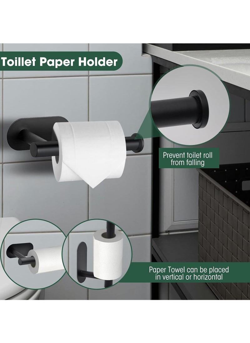 MODANOIR Modanoir 4-Pieces Matte Black Bathroom Hardware Set, Includes Adhesive Toilet Paper Holder, Adhesive Hand Towel Bar, Adhesive Robe Towel Hook ，Bathroom Accessories Kit  - Image 5