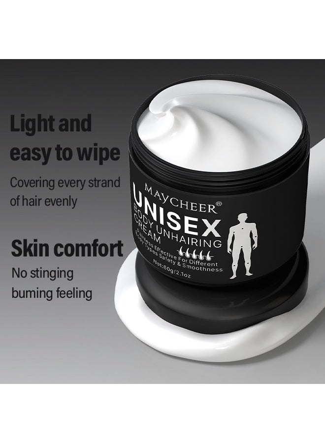 MAYCHEER Unisex Body Unhairing Cream,All Over Body Hair Removal Cream ,Gentle Smoothing Arms、Legs 、Underarms ，No Black Spots 60g - Image 4
