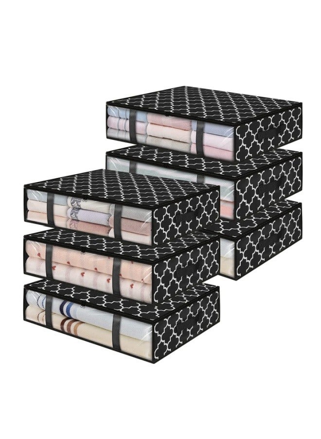 MIXDE 6 Pack Storage Bins Clothes Storage, Underbed Foldable Storage Bags,Storage Containers Clothes Bags for Clothing, Bedroom, Comforter, Closet, Dorm, Quilts - Image 1