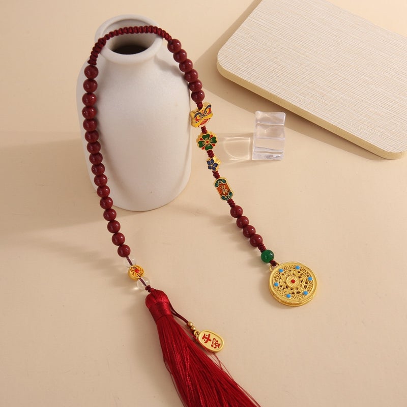 Shajin Ping An Ancient Pendant Car Pendant Retro Hollow Hulu Car Interior Decoration Car Hanging Ping An Double Tassel Country - Image 4