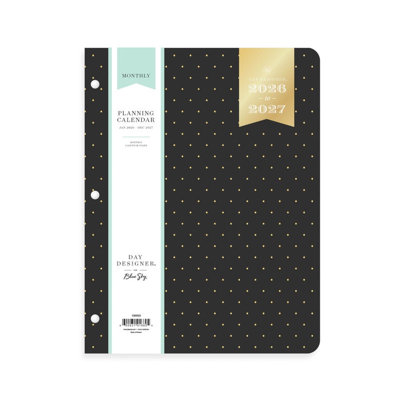 Blue Sky Day Designer 24 Month 2026 Monthly Planner Calendar, January 2026 - December 2027, 8.5" x 11", Flexible Cover, Stapled Binding, Swiss Dot Black - Image 1