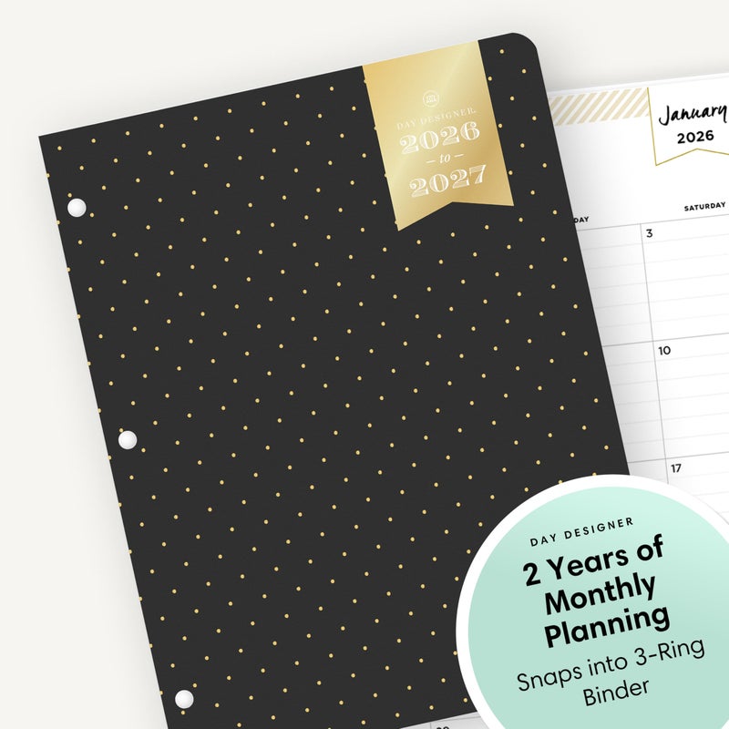 Blue Sky Day Designer 24 Month 2026 Monthly Planner Calendar, January 2026 - December 2027, 8.5" x 11", Flexible Cover, Stapled Binding, Swiss Dot Black - Image 5