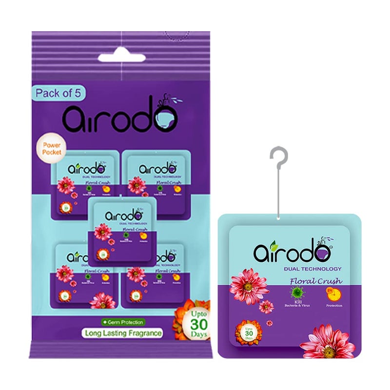 Airodo Air Freshener Floral Crush Pocket Gel Long Lasting Premium Luxury Fragrance Booster Automatic Freshener Skin Friendly Assorted Mix Scents Suitable for HomeOfficeBathrom Pack Of 5 50gm - Image 2