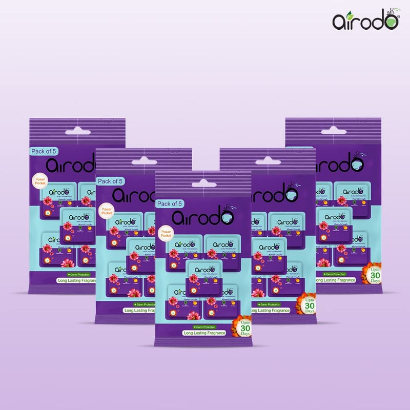 Airodo Air Freshener Floral Crush Pocket Gel Long Lasting Premium Luxury Fragrance Booster Automatic Freshener Skin Friendly Assorted Mix Scents Suitable for HomeOfficeBathrom Pack Of 5 50gm - Image 4