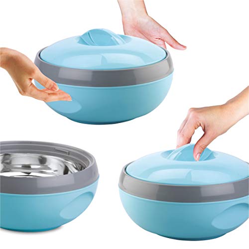 ASIAN Inner Steel Casserole (600 ml, 1000 ml, 1500 ml) Gift Set of 3,| PU Insulated | BPA free | Food Grade | Easy to Carry | Easy to Store | Ideal For Chapatti | Roti | Serving Casserole Blue. - Image 3