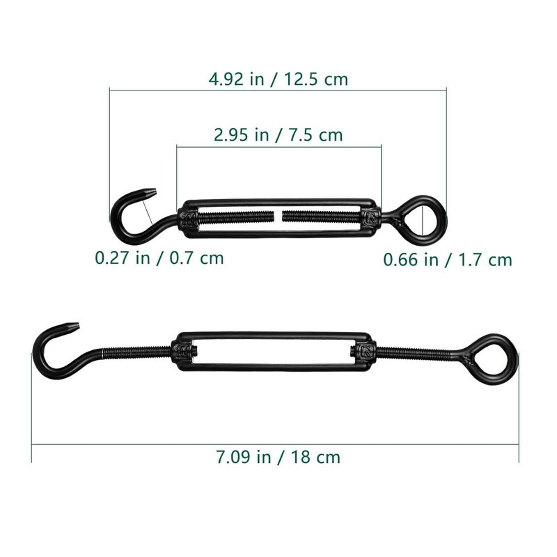 Garneck 5pcs M5 304 Stainless Steel Black Wire Rope Tensioners Turnbuckle Adjusters for Cable Hanging Clothes Line Heavy Duty DIY Wire Tensioning - Image 2