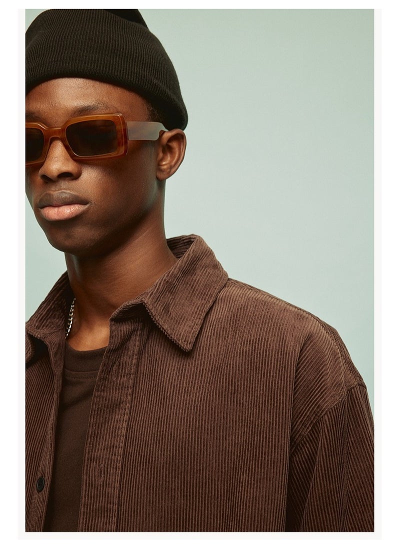 H and M - HM Autumn New Loose Fit Pure Cotton Long Sleeved Corduroy Shirt - Image 1