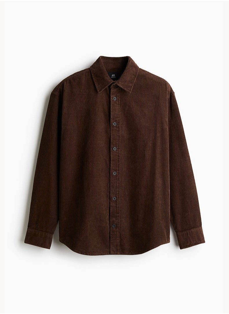H and M - HM Autumn New Loose Fit Pure Cotton Long Sleeved Corduroy Shirt - Image 1