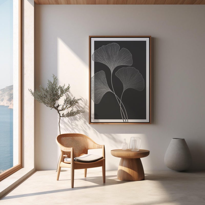 TNESSENTIAL Black & White Ginkgo Line Art | Framed Canvas - Image 4