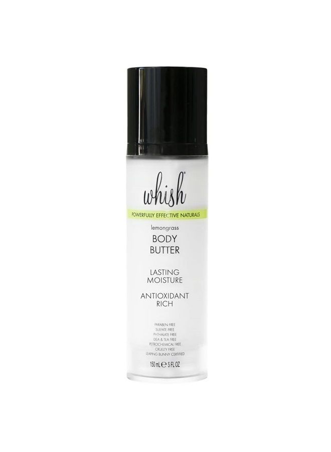 Whish Beauty Body Butter for Women - Moisturizing Body Lotion for Dry Skin - Antioxidant-Rich with Shea Butter, Aloe, & Raspberry Butter - Paraben & Sulfate Free - Lemongrass - 5 fl oz - Image 1