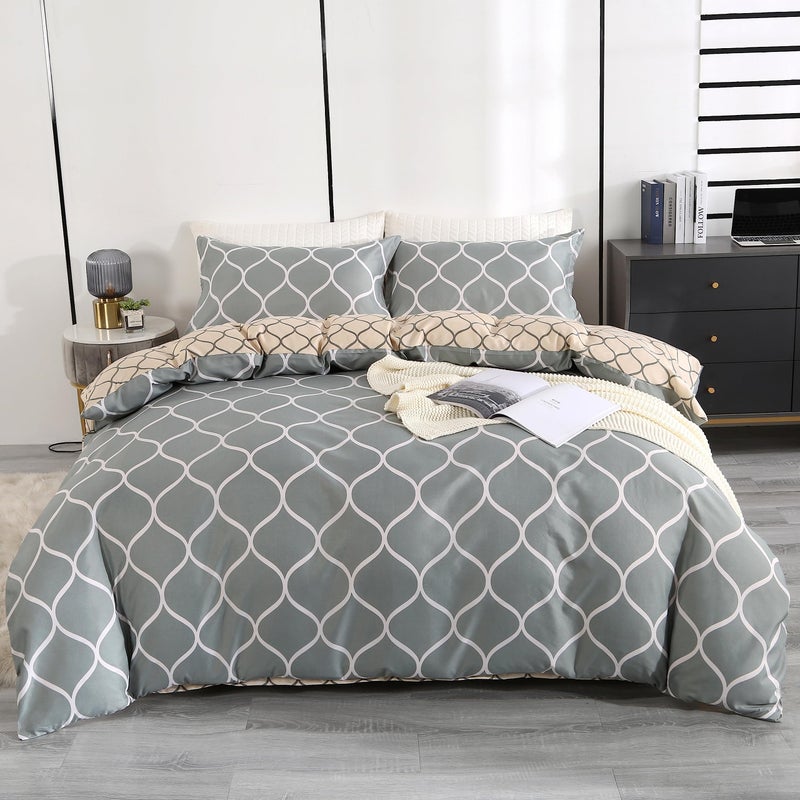 Moosfor Double Duvet Cover Set Soft Microfiber Bed Cover and 2 Pillowcase with Zipper Closure Easy Care Comforter Bedding Quilt Pillowcases Cover Set  Morocco 200 x 200 cm