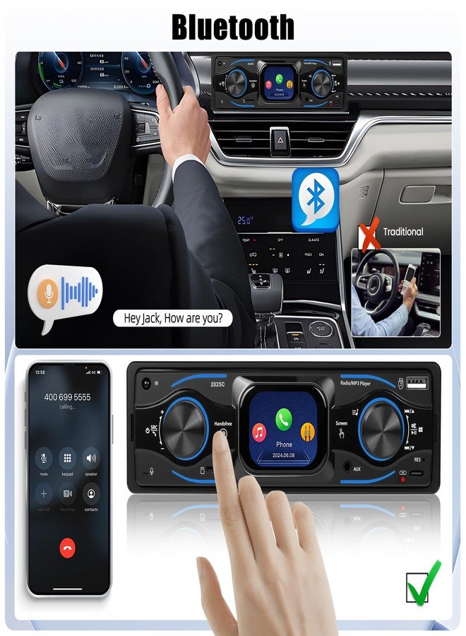 AMprime Single Din Car Stereo Marine Radio Bluetooth Multimedia Car Audio Receivers with Digital LCD Display FM Car Radio USB/Type-C/SD/AUX-in MP3 Player Lossless Sound Quality Quick Charge+ SWC - Image 3