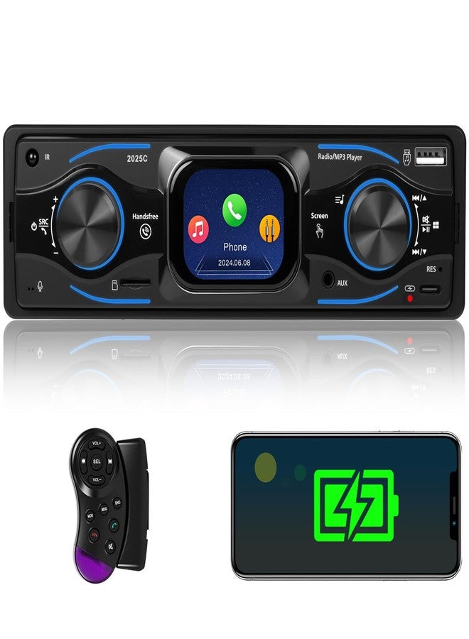 AMprime Single Din Car Stereo Marine Radio Bluetooth Multimedia Car Audio Receivers with Digital LCD Display FM Car Radio USB/Type-C/SD/AUX-in MP3 Player Lossless Sound Quality Quick Charge+ SWC - Image 1