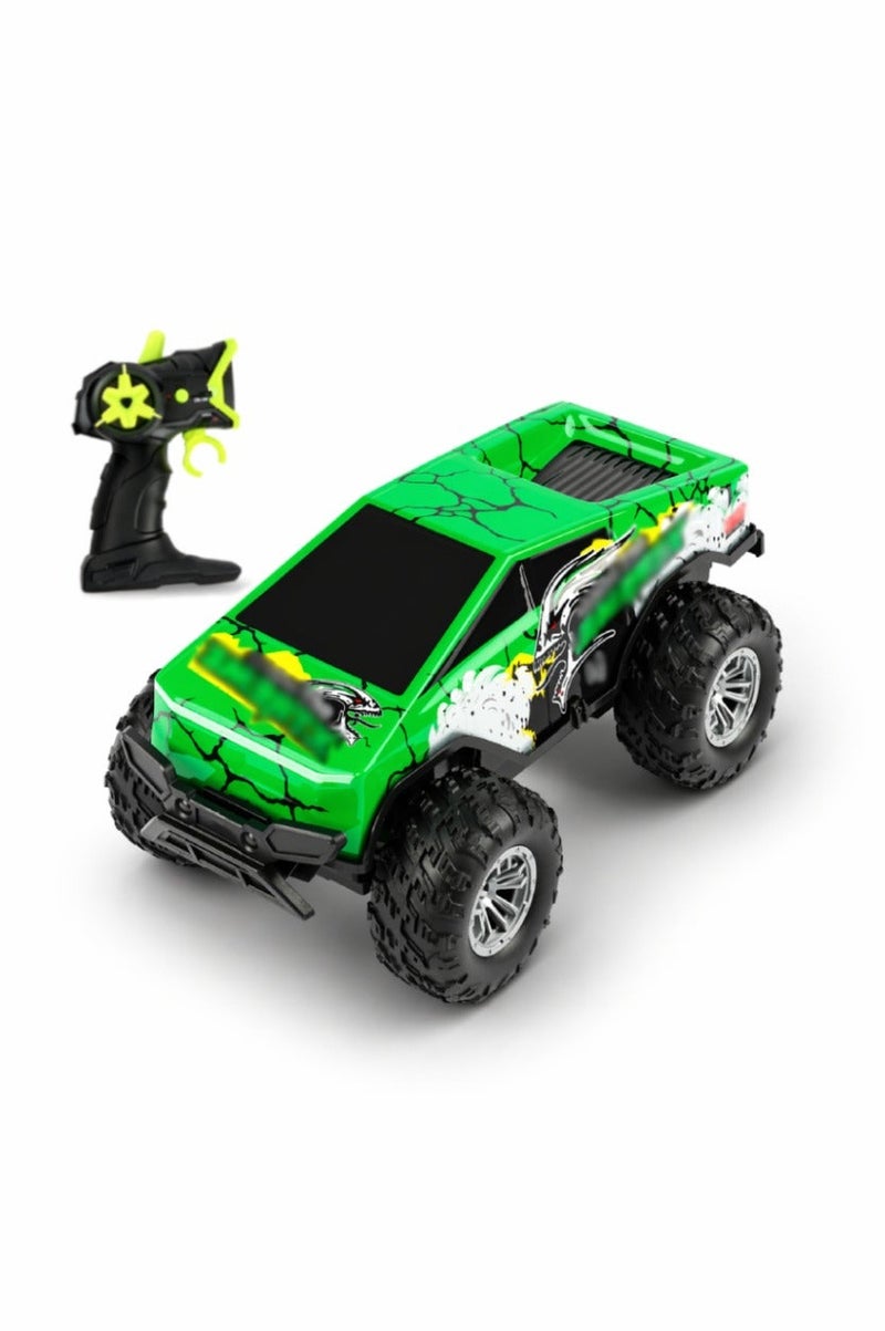 O2. Green Remote Control Off-Road RC Car with Colorful LED Lights, 2.4GHz Controller and Rechargeable Battery for Kids - Image 1
