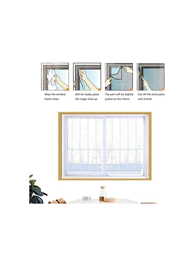 The Bros Self-adhesive Window Screen, Anti Mosquito Net Adjustable DIY Fly Window Screen Mesh Insect Netting Bug Bee Mosquito Protector With Sticky Tape for most Windows, 100X150cm - Image 4