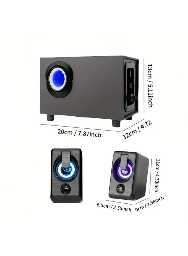 3 In 1 Dark Elegant Black Wood Computer Speaker System 2 1 Bass 360 Surround Sound USB Powered - Image 4