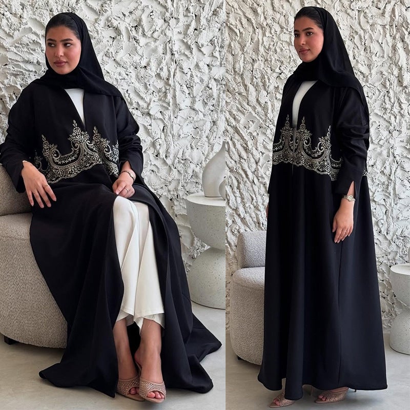 فستان ماكسي محتشم للنساء بأكمام طويلة مع تطريز وزخارف - تصميم كارديجان لفصل الصيف - Image 1