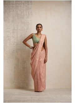 trueBrowns trueBrowns Pink Gold Lurex Ready To Wear Saree  - Image 2