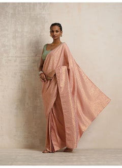 trueBrowns trueBrowns Pink Gold Lurex Ready To Wear Saree  - Image 5