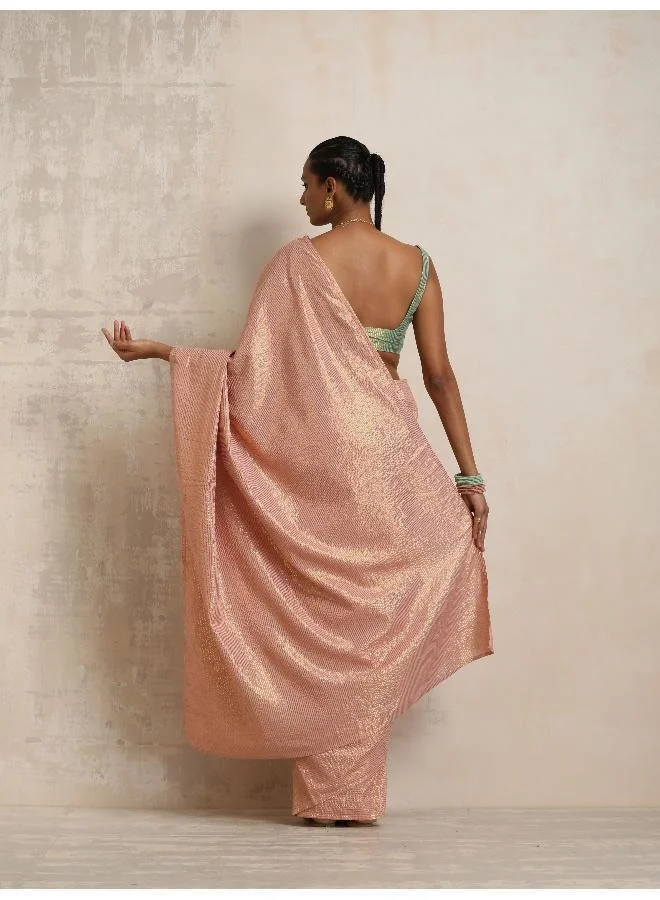 trueBrowns trueBrowns Pink Gold Lurex Ready To Wear Saree