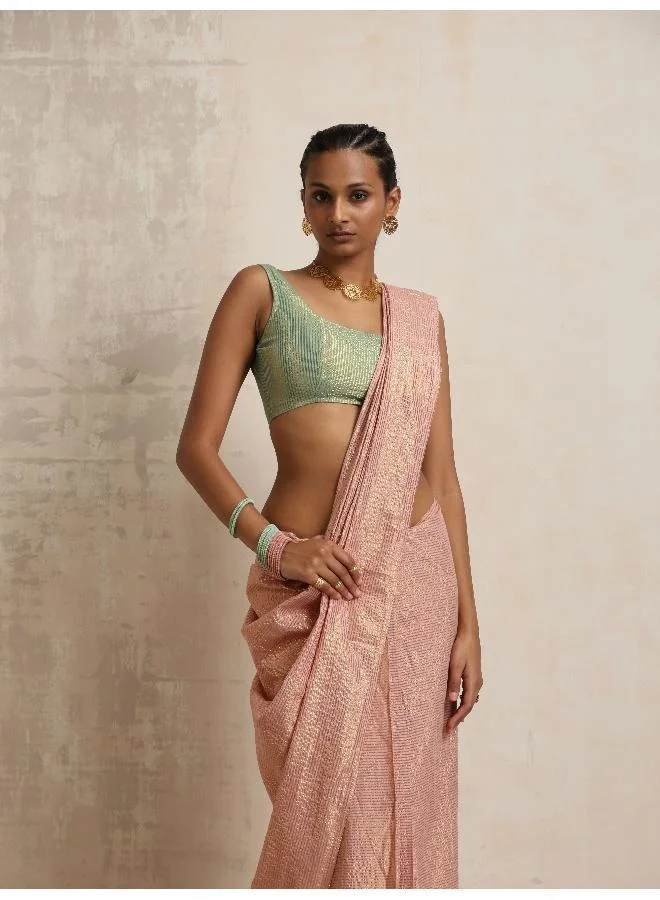 trueBrowns trueBrowns Pink Gold Lurex Ready To Wear Saree