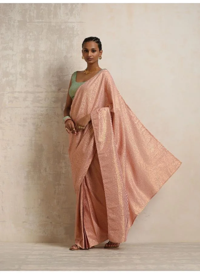 trueBrowns trueBrowns Pink Gold Lurex Ready To Wear Saree