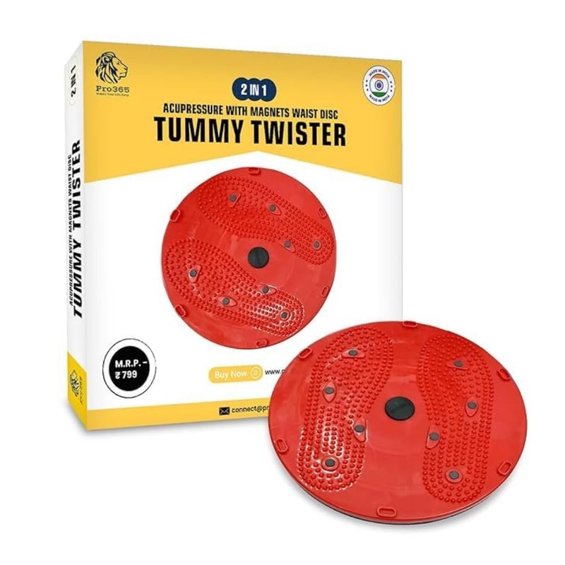 PRO365 Tummy Twister Acupressure Abs Shaper with Magnets Reflexology & Core Workout Machine for Men & Women (RED) - Image 1