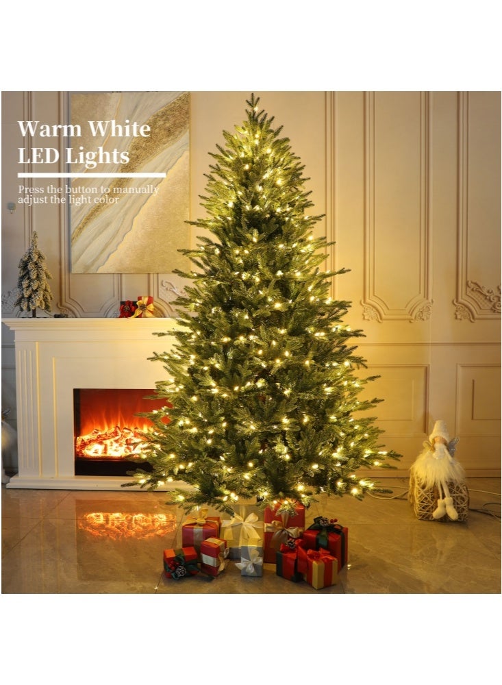 جيجيرو شجرة عيد الميلاد بطول 9.8 قدم مع أضواء، شجرة عيد الميلاد الاصطناعية مع 850 مصباح LED و2568 طرف فرع، باللون الأبيض الدافئ ومتعدد الألوان، سهلة التركيب، أشجار عيد الميلاد المفصلية المضاءة مسبقًا بقاعدة معدنية - Image 4