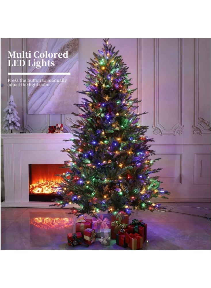 جيجيرو شجرة عيد الميلاد بطول 9.8 قدم مع أضواء، شجرة عيد الميلاد الاصطناعية مع 850 مصباح LED و2568 طرف فرع، باللون الأبيض الدافئ ومتعدد الألوان، سهلة التركيب، أشجار عيد الميلاد المفصلية المضاءة مسبقًا بقاعدة معدنية - Image 5