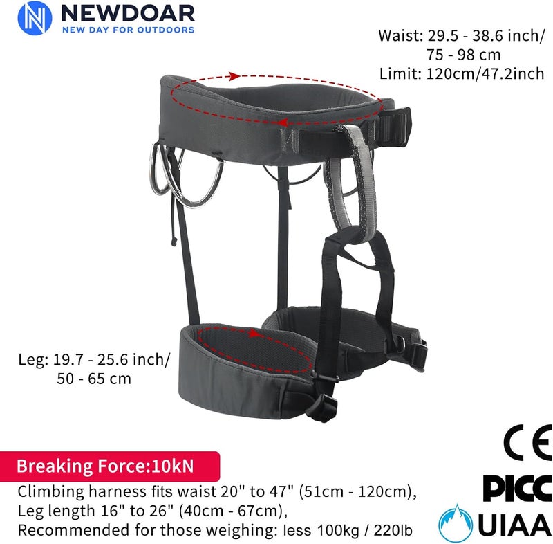 Newdoar Climbing Harness, Mountaineering Rock Climbing Harness, Half Body Harness for Rappelling Fire Rescuing Tree Climbing - Image 3