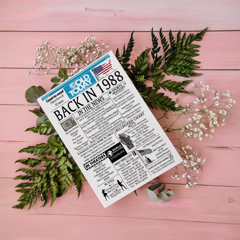 Stuff4 37th Birthday Poster Unframed - Back In 1988 Newspaper - Happy 37th Birthday Gifts for Men Women Vintage Retro Born In 1988  8x10 Inch Thirty-Seven Thirty-Seventh Bday Party Decor Decoration - Image 2